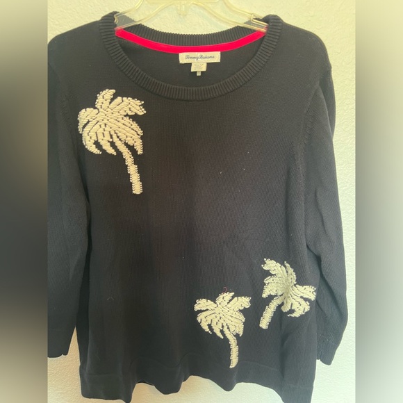 Tommy Bahama Ladies Navy with White Palm Tree Sweater size XL - Picture 2 of 8